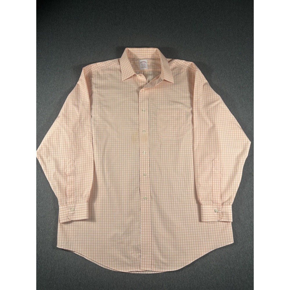 Brooks Brothers Madison Non-Iron 100% Supima Cotton Orange Check 17-34